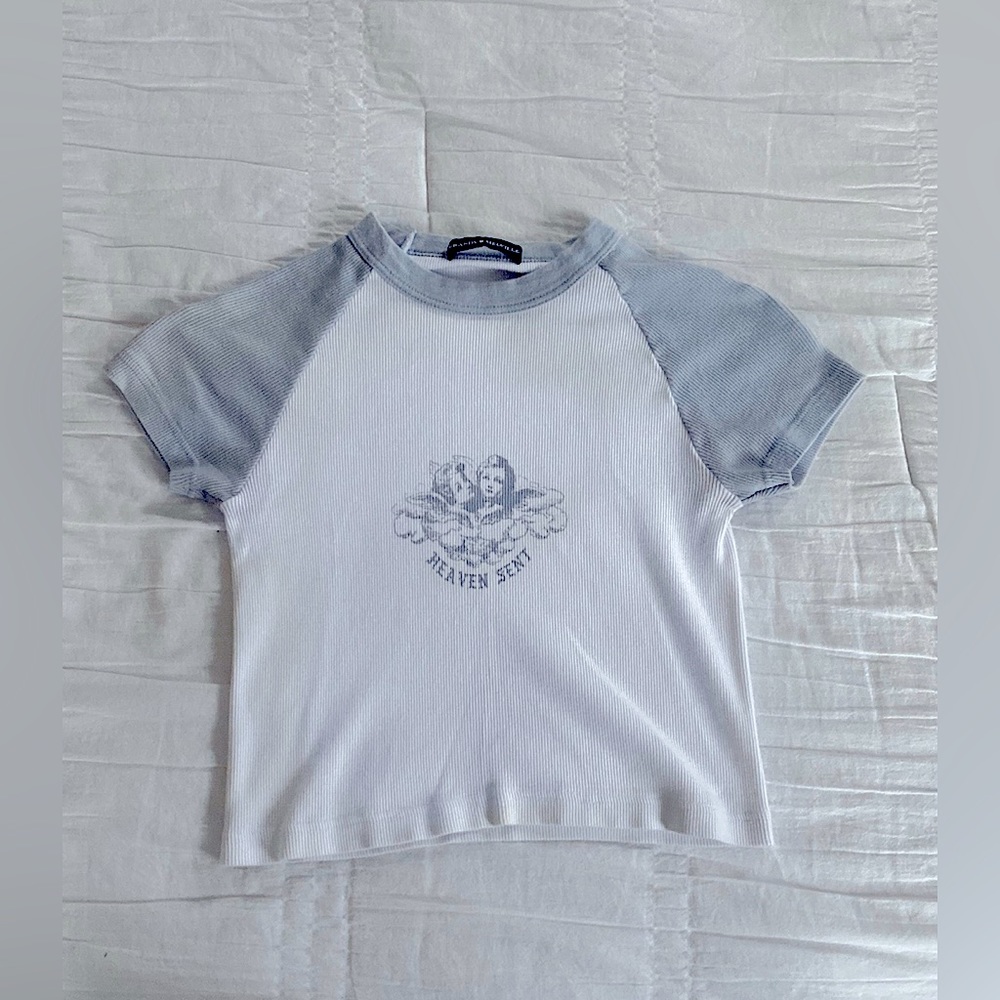 Brandy Melville Heaven Sent Angel short sleeve crop top